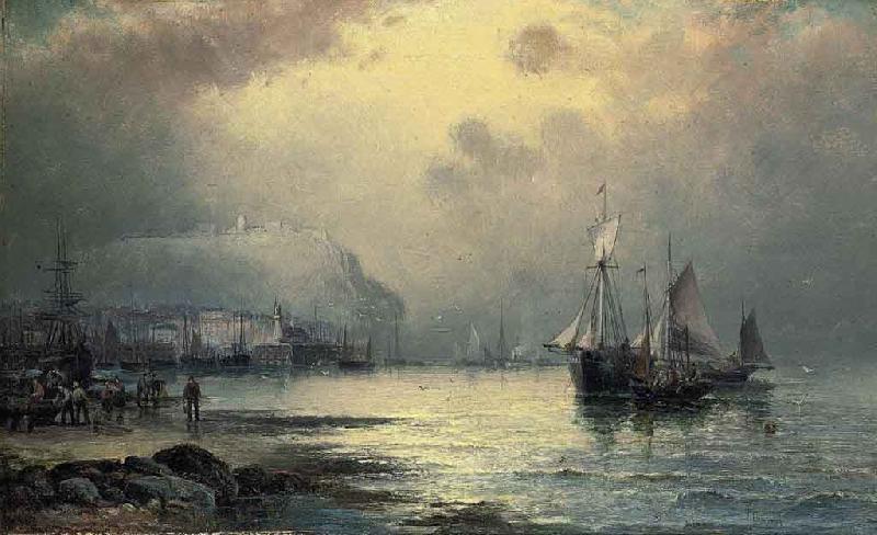 William J.Glackens Fishing vessels off Scarborough at dusk oil painting image